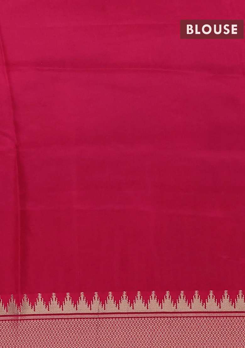 Munga Crepe Silk Saree Black And Pink With Silver Gold Zari Woven Buttas And Rich Zari Woven Pallu With Buttas And Brocade Design For Women - Indya