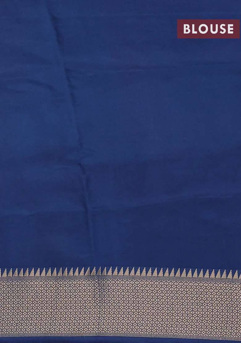 Munga Crepe Silk Saree Pink And Peacock Blue With Zari Woven Buttas And Rich Zari Woven Pallu With Buttas And Brocade Design For Women - Indya