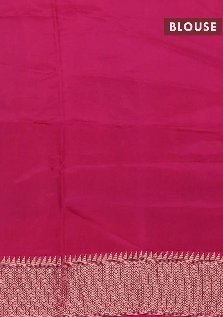 Munga Crepe Silk Saree Black And Pink With Zari Woven Buttas And Rich Zari Woven Pallu With Buttas And Brocade Design For Women - Indya