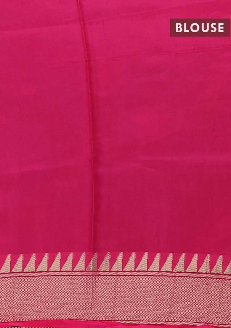 Munga Crepe Silk Saree Black And Pink With Zari Woven Buttas And Rich Thread Zari Woven Pallu With Buttas And Brocade Design For Women - Indya