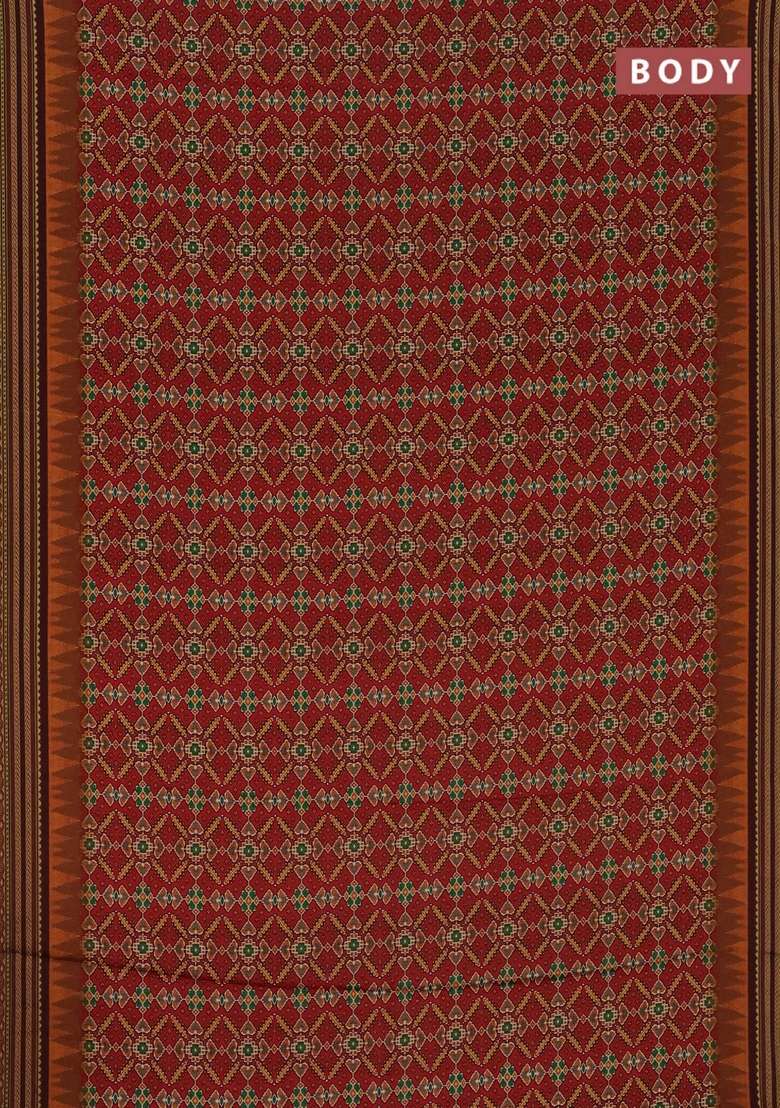 Semi Crepe Saree Maroon And Deep Maroon With Allover Ikat Prints And Printed Border For Women - Indya