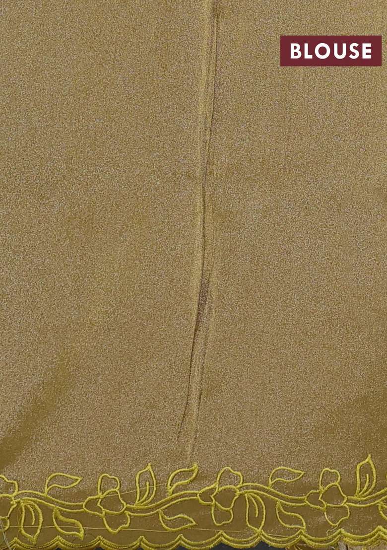 Pure Tissue Silk Saree Mustard Yellow With Applique Work And Scallop Border With Traditional Woven Design For Women - Indya