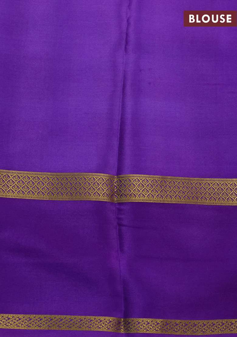 Pure Mysore Silk Crepe Saree Lavender And Violet Shade With Allover Checks Geometric Prints And Rettapet Zari Woven With Printed Design For Women - Indya