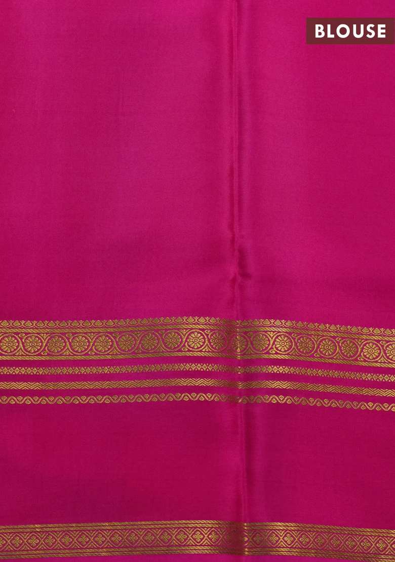 Pure Mysore Silk Crepe Saree Baby Pink And Pink With Allover Shibori Prints And Rettapet Zari Woven Border With Printed Design For Women - Indya