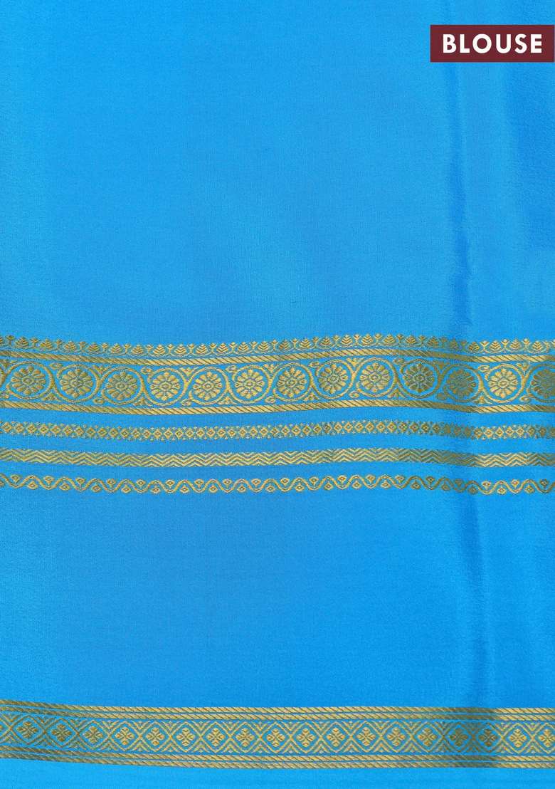 Pure Mysore Silk Crepe Saree Teal Blue With Allover Shibori Prints And Rettapet Zari Woven Border With Printed Design For Women - Indya