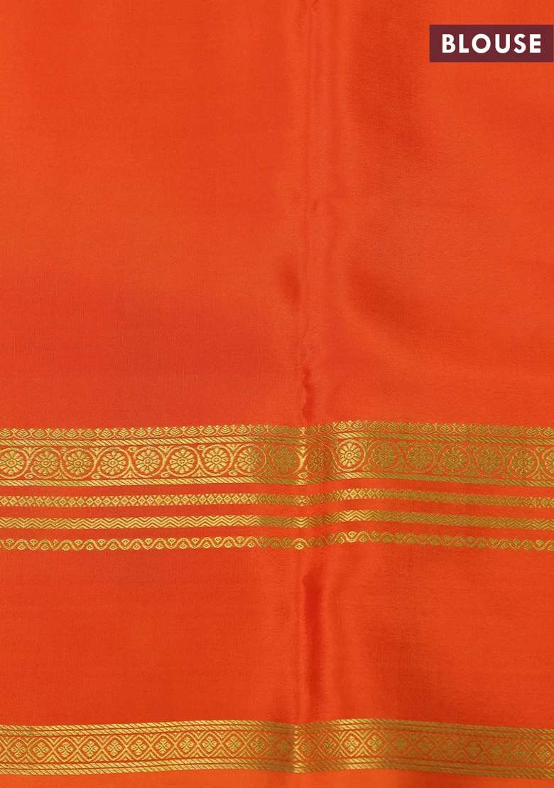 Pure Mysore Silk Crepe Saree Pale Orange And Orange With Allover Shibori Prints And Rettapet Zari Woven Border With Printed Design For Women - Indya