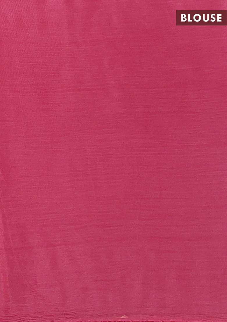 Chiffon Silk Saree Pink With Floral Embroidery And Lace Work Border With Embroidered Design For Women - Indya