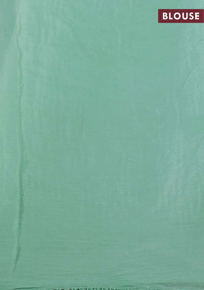 Chiffon Silk Saree Pastel Green With Sequin Work Floral Embroidery And Lace Work Border With Embroidered Design For Women - Indya