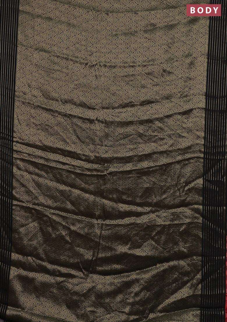 Semi Mysore Silk Saree Black And Red With Allover Zari Weaves And Zari Woven Border With Traditional Woven Design For Women - Indya