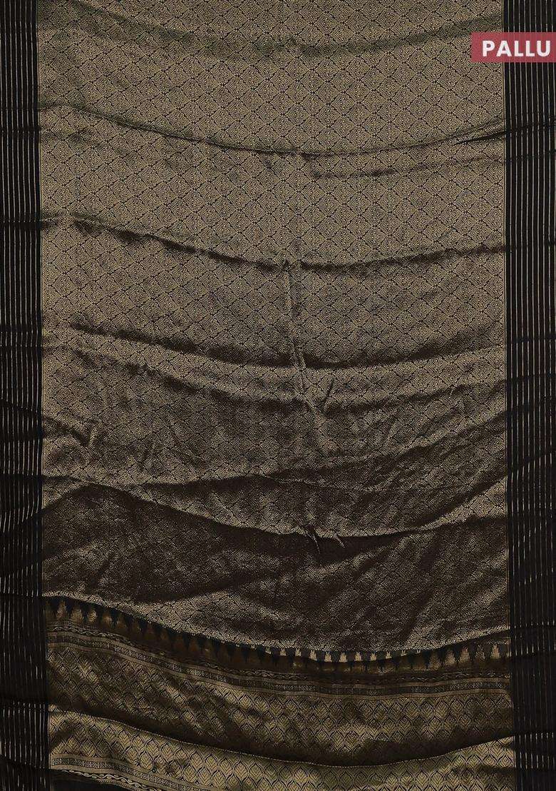Semi Mysore Silk Saree Black And Red With Allover Zari Weaves And Zari Woven Border With Traditional Woven Design For Women - Indya