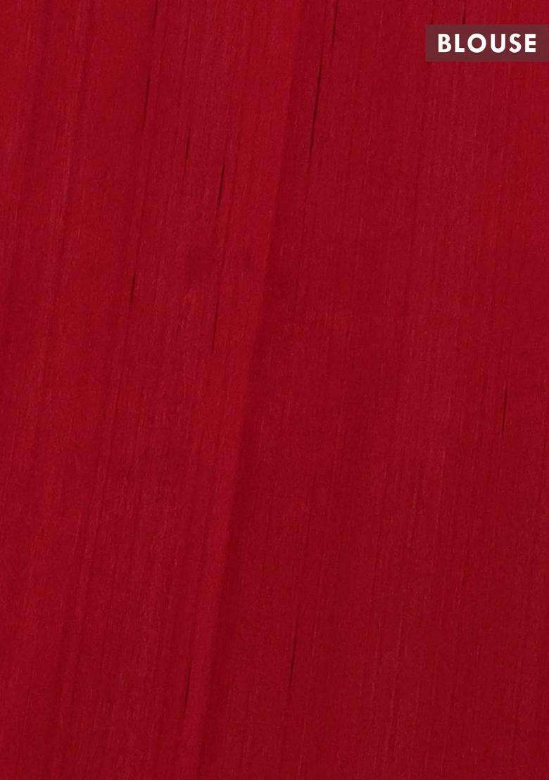 Kota Cotton Saree Beige And Red With Floral Applique Work With Traditional Woven Design For Women - Indya