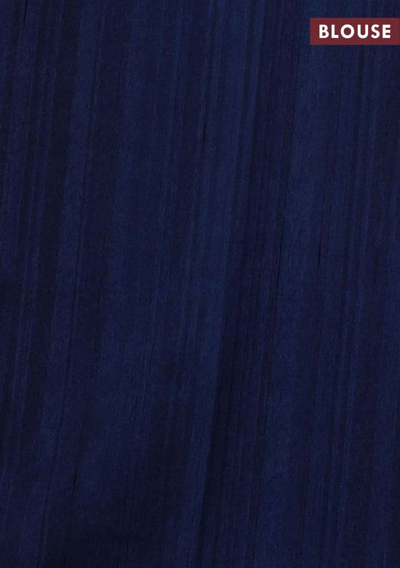 Kota Cotton Saree Beige And Peacock Blue With Kalamkari Applique Work With Traditional Woven Design For Women - Indya