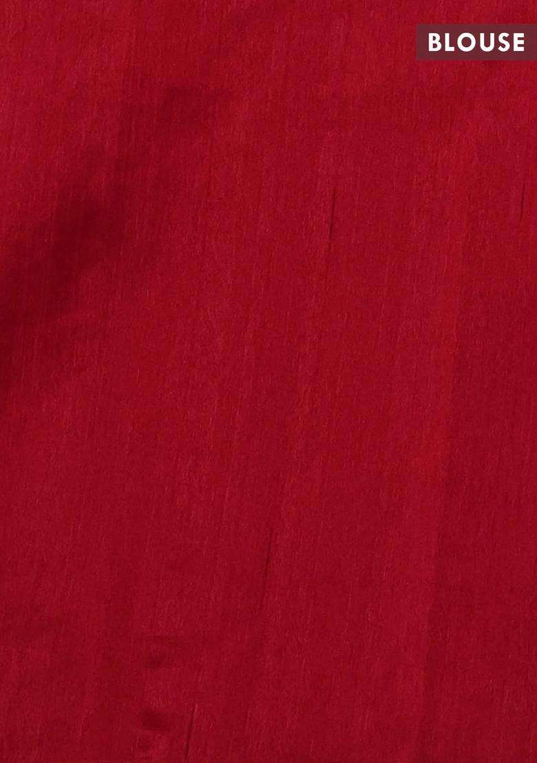 Kota Cotton Saree Beige And Red With Kalamkari Applique Work With Traditional Woven Design For Women - Indya