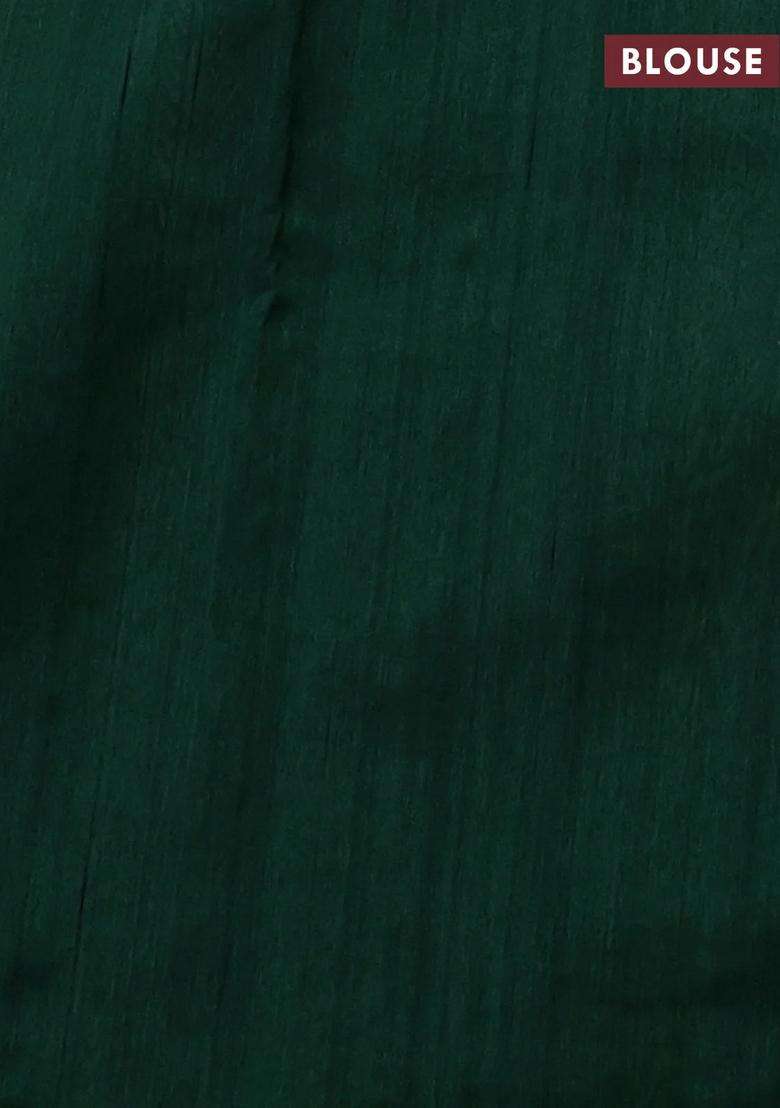 Kota Cotton Saree Beige And Green With Floral Applique Work With Traditional Woven Design For Women - Indya