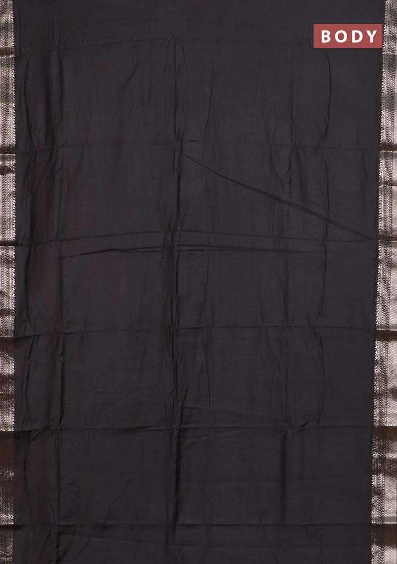 Semi Chanderi Silk Cotton Saree Coffee Brown With Plain Body And Zari Woven Border With Traditional Woven Design For Women - Indya