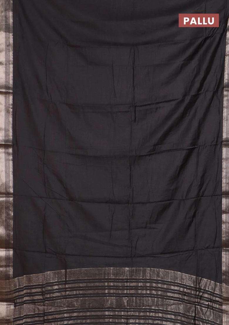 Semi Chanderi Silk Cotton Saree Coffee Brown With Plain Body And Zari Woven Border With Traditional Woven Design For Women - Indya