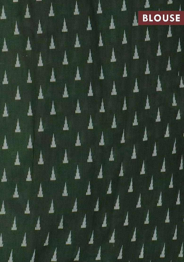 Kota Linen Saree Light Green And Green With Allover Ikat Prints And Prints Mirror Work Border With Printed Design For Women - Indya