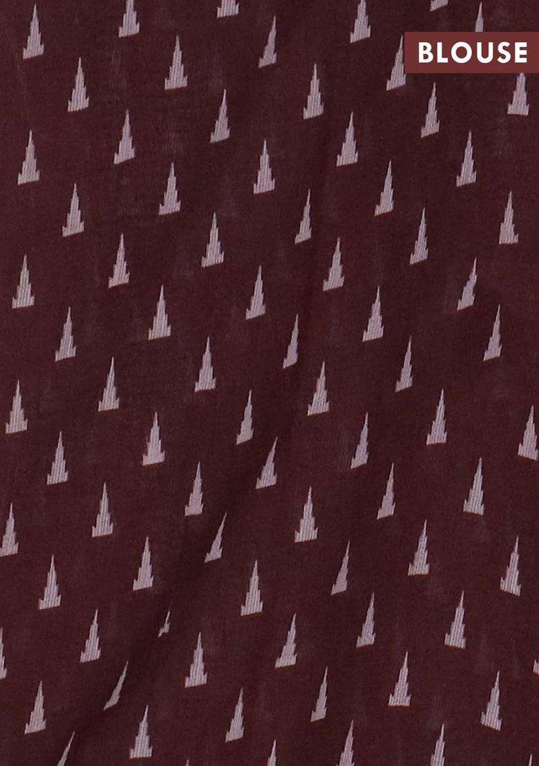 Kota Linen Saree Peach Shade And Maroon With Allover Ikat Prints And Prints Mirror Work Border With Printed Design For Women - Indya