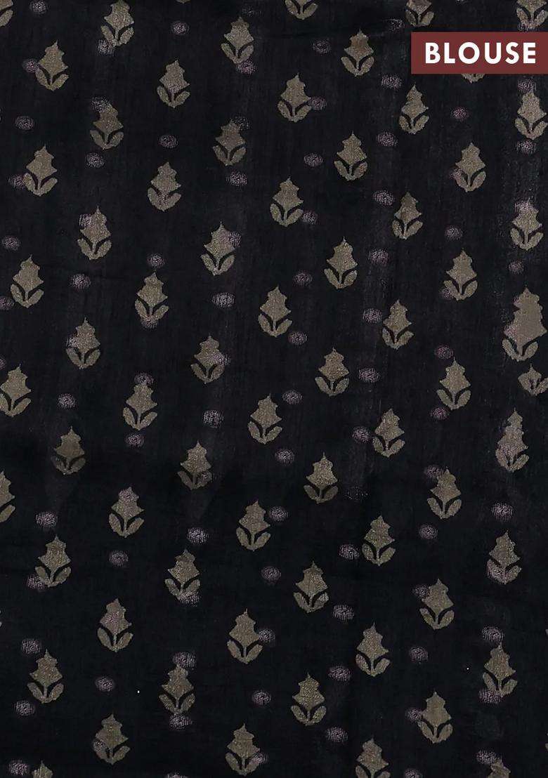 Matka Tussar Saree Beige And Black Maroon With Allover Thread Buttas Butta Prints And Long Temple Design Printed Border For Women - Indya