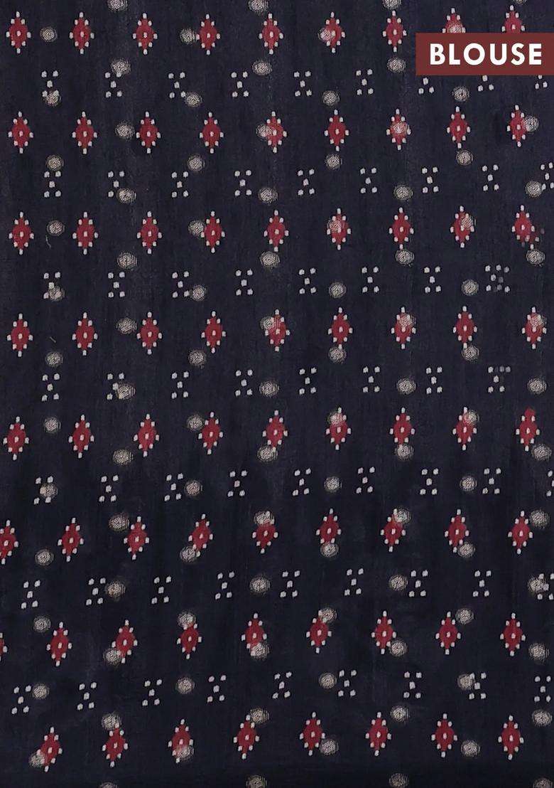 Matka Tussar Saree Beige And Black Maroon With Allover Thread Buttas Butta Prints And Long Temple Design Printed Border For Women - Indya