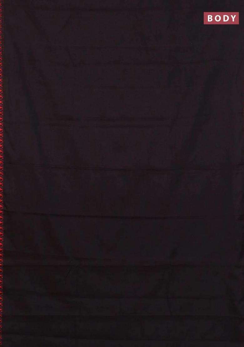 Narayanpet Cotton Saree Coffee Brown And Beige With Plain Body And Temple Design Thread Woven Border With Korvai And Temple Border Design For Women - Indya