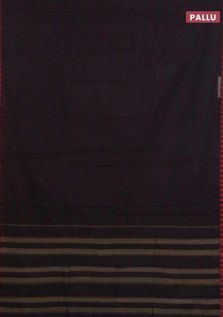 Narayanpet Cotton Saree Coffee Brown And Beige With Plain Body And Temple Design Thread Woven Border With Korvai And Temple Border Design For Women - Indya