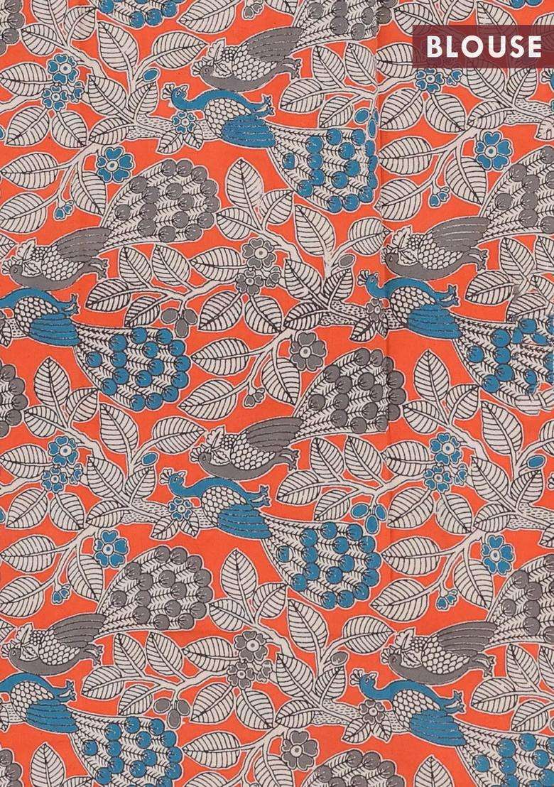 Narayanpet Cotton Saree Grey And Orange With Plain Body And Thread Woven Border With Traditional Woven Design For Women - Indya