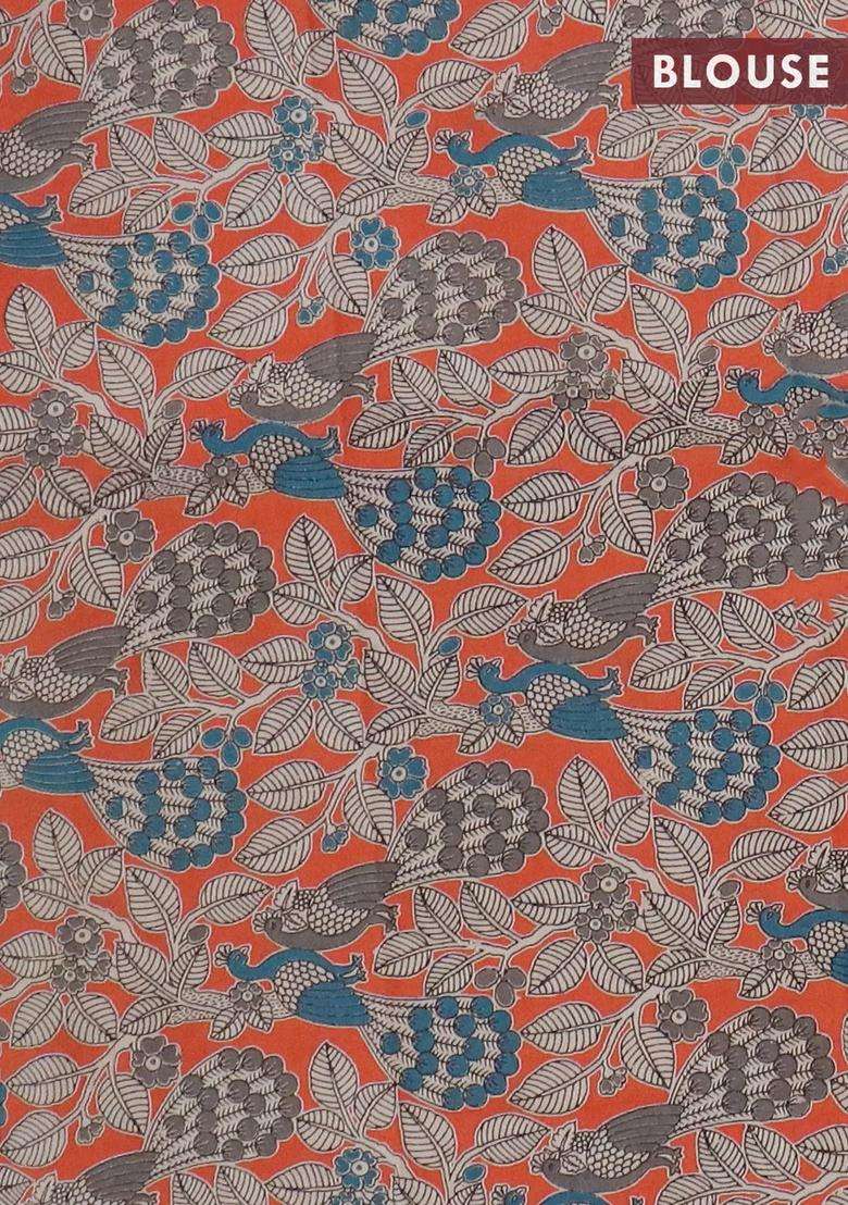 Narayanpet Cotton Saree Grey And Orange With Plain Body And Thread Woven Border With Traditional Woven Design For Women - Indya