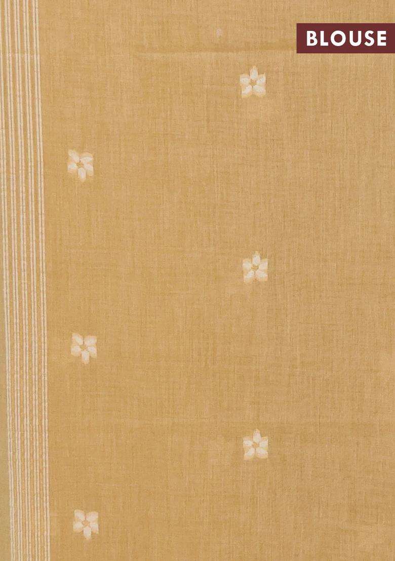 Jamdhani Cotton Saree Sandal With Allover Thread Zari Woven Buttas And Jamdhani Pallu With Buttas And Brocade Design For Women - Indya