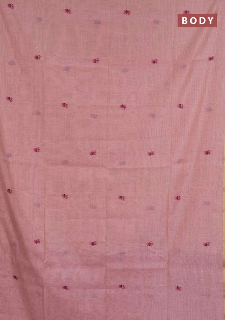 Jamdhani Cotton Saree Peach Pink And Dark Pink With Allover Thread Woven Buttas And Jamdhani Pallu With Buttas And Brocade Design For Women - Indya