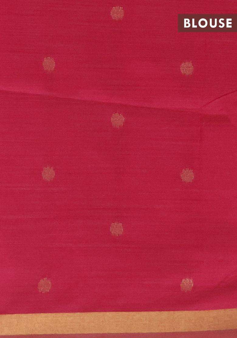 Jamdhani Cotton Saree Peach Pink And Dark Pink With Allover Thread Woven Buttas And Jamdhani Pallu With Buttas And Brocade Design For Women - Indya
