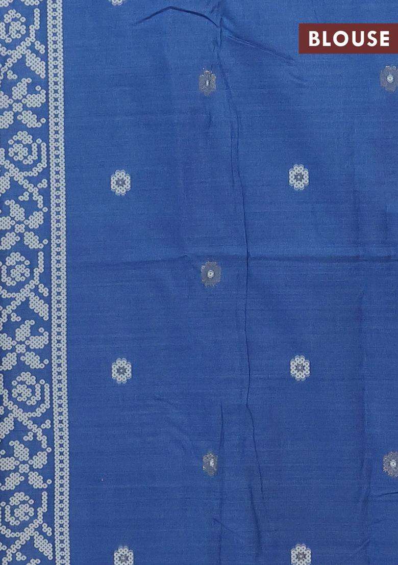 Jamdhani Cotton Saree Blue Shade With Alllover Thread Weaves Buttas And Jamdhani Pallu With Buttas And Brocade Design For Women - Indya
