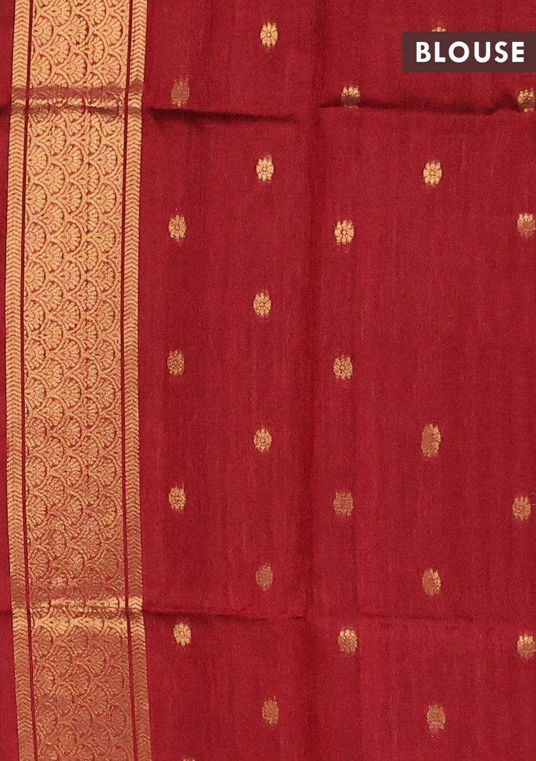 Bhagalpuri Tussar Saree Beige And Maroon With Allover Kalamkari Prints Zari Buttas And Zari Woven Butta Border With Printed Design For Women - Indya
