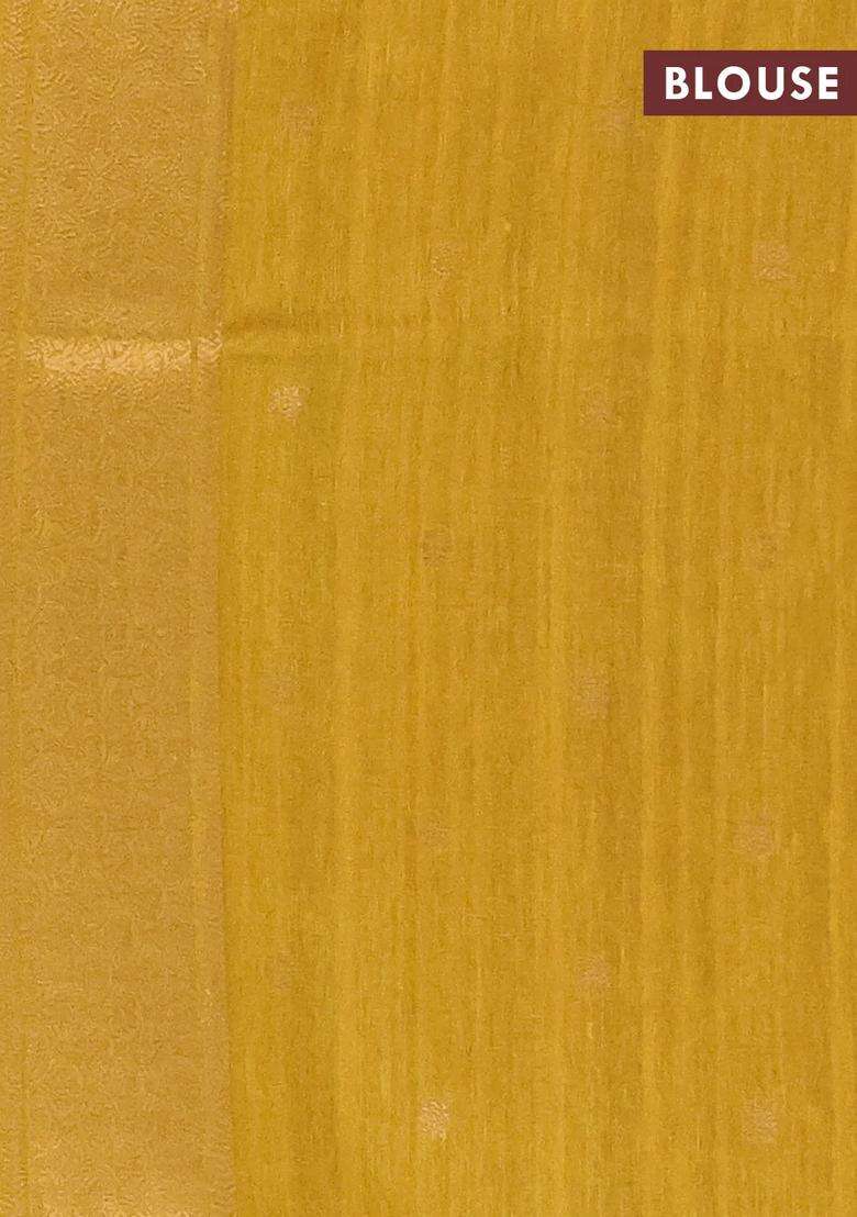 Bhagalpuri Tussar Saree Beige And Mustard Yellow With Allover Kalamkari Prints Zari Buttas And Zari Woven Butta Border With Printed Design For Women - Indya