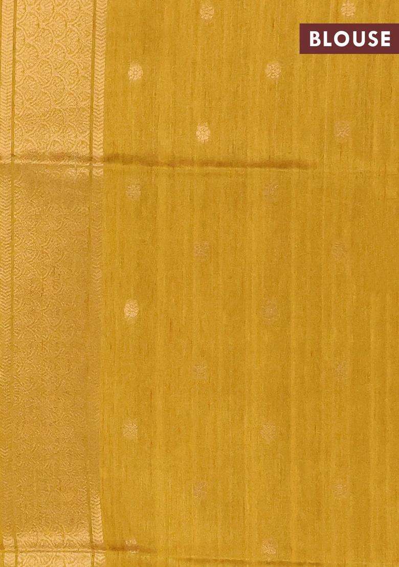 Bhagalpuri Tussar Saree Mustard Yellow With Allover Leheriya Prints Zari Buttas And Zari Woven Butta Prints With Printed Design For Women - Indya