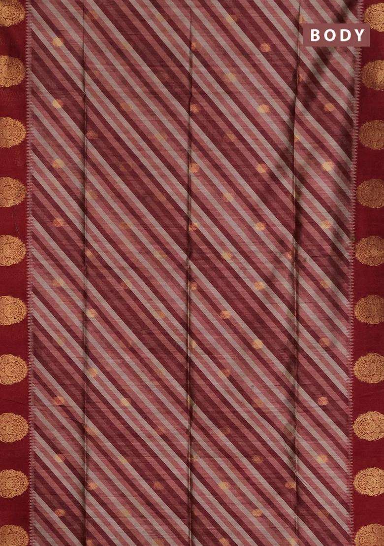 Bhagalpuri Tussar Saree Maroon With Allover Leheriya Prints Zari Buttas And Zari Woven Butta Prints With Printed Design For Women - Indya