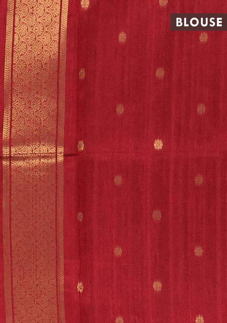 Bhagalpuri Tussar Saree Maroon With Allover Leheriya Prints Zari Buttas And Zari Woven Butta Prints With Printed Design For Women - Indya