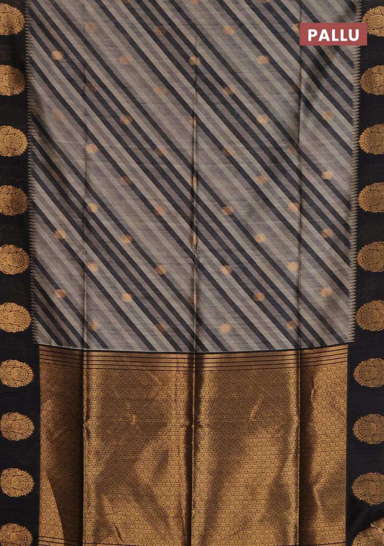 Bhagalpuri Tussar Saree Black With Allover Leheriya Prints Zari Buttas And Zari Woven Butta Prints With Printed Design For Women - Indya