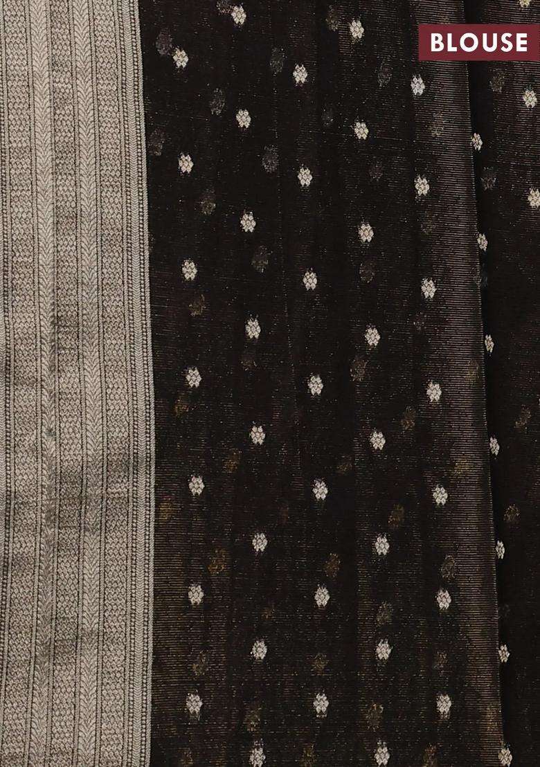 Art Chiffon Saree Black With Allover Thread Zari Peacock Weaves And Zari Woven Border With Traditional Woven Design For Women - Indya