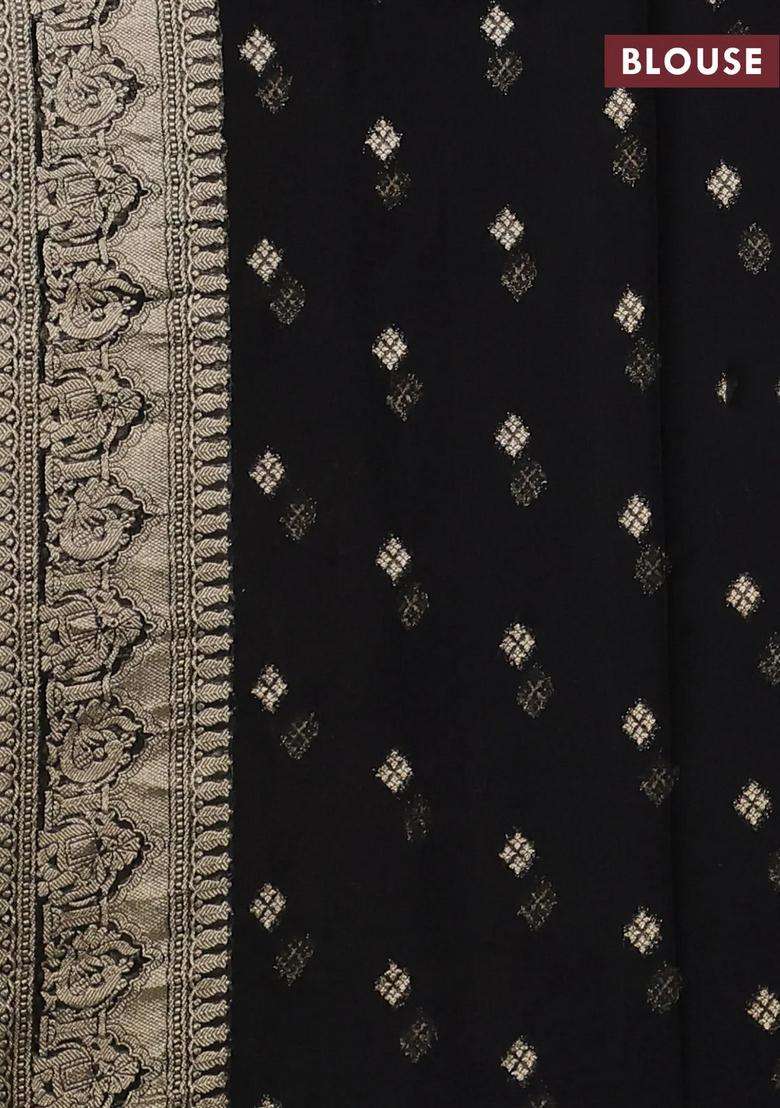 Art Chiffon Saree Black With Allover Vanasingaram Weaves And Zari Woven Border With Traditional Woven Design For Women - Indya