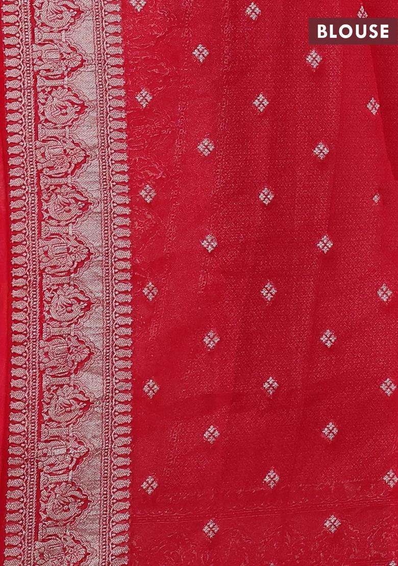 Art Chiffon Saree Red With Allover Vanasingaram Weaves And Zari Woven Border With Traditional Woven Design For Women - Indya