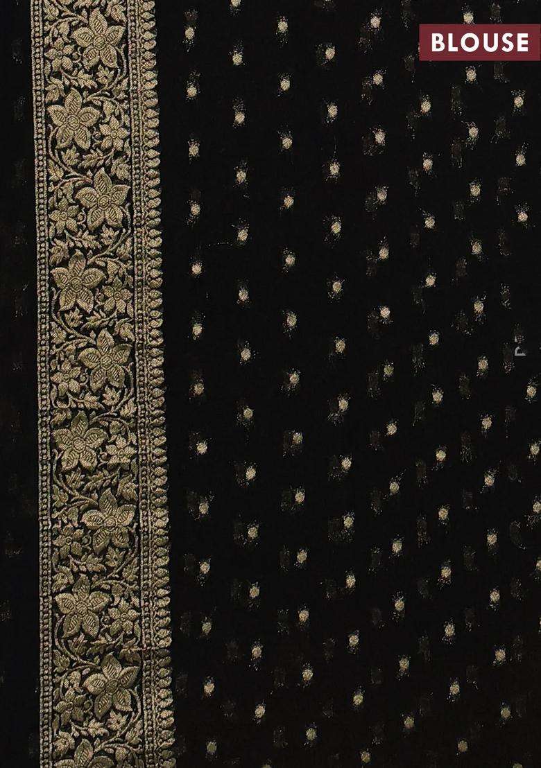 Art Chiffon Saree Black With Allover Vanasingaram Weaves And Zari Woven Border With Traditional Woven Design For Women - Indya
