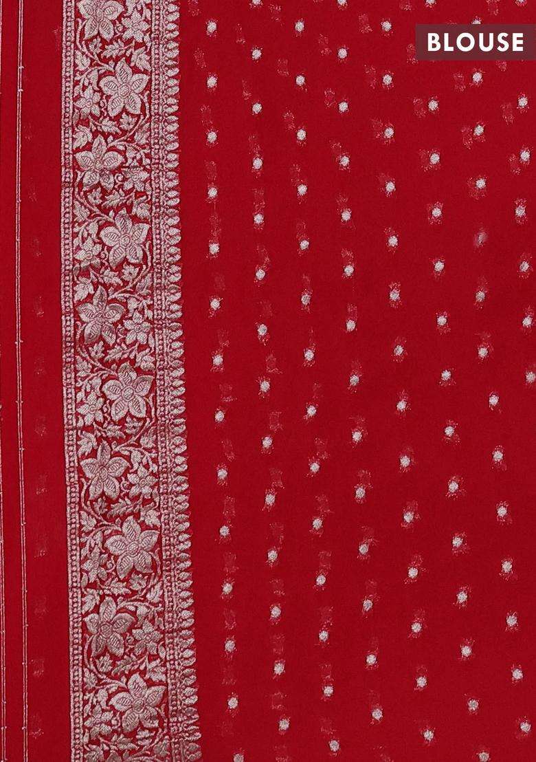 Art Chiffon Saree Red With Allover Vanasingaram Weaves And Zari Woven Border With Traditional Woven Design For Women - Indya