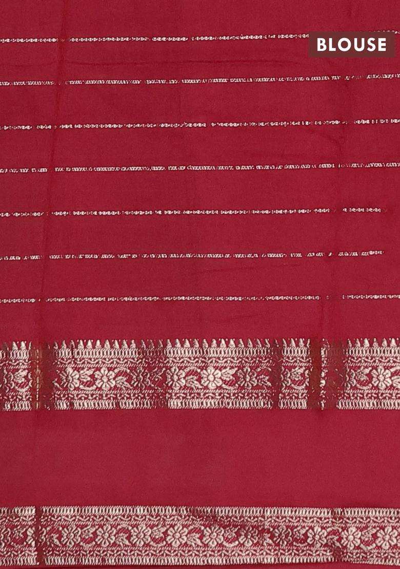 Semi Chanderi Silk Cotton Saree Black And Maroon With Allover Zari Weaves And Rettapet Zari Woven Border With Traditional Woven Design For Women - Indya