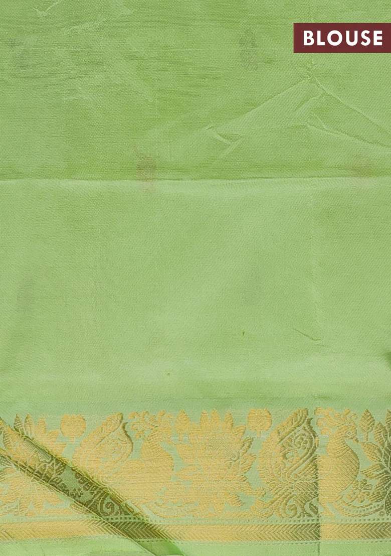 Banana Pith Art Silk Saree Grey And Fluorescent Green With Thread Woven Buttas And Zari Woven Border With Buttas And Brocade Design For Women - Indya