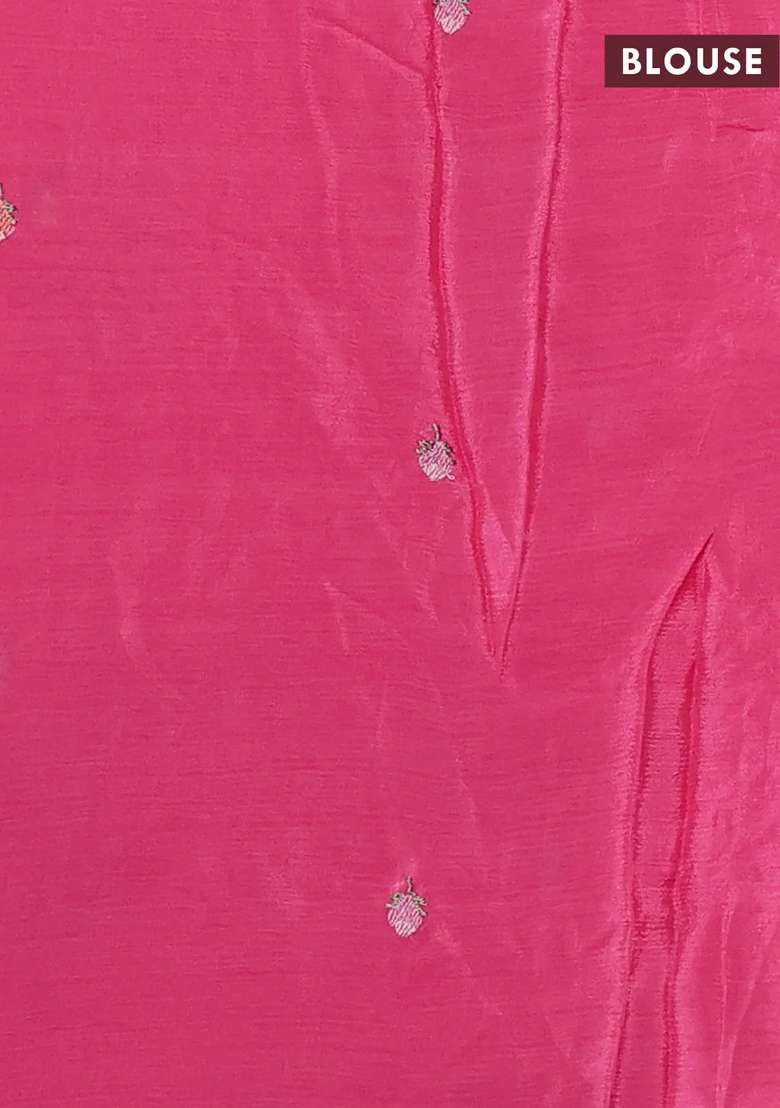 Chiffon Saree Pink With Allover Floral Embroidery Work And Zari Woven Border With Embroidered Design For Women - Indya