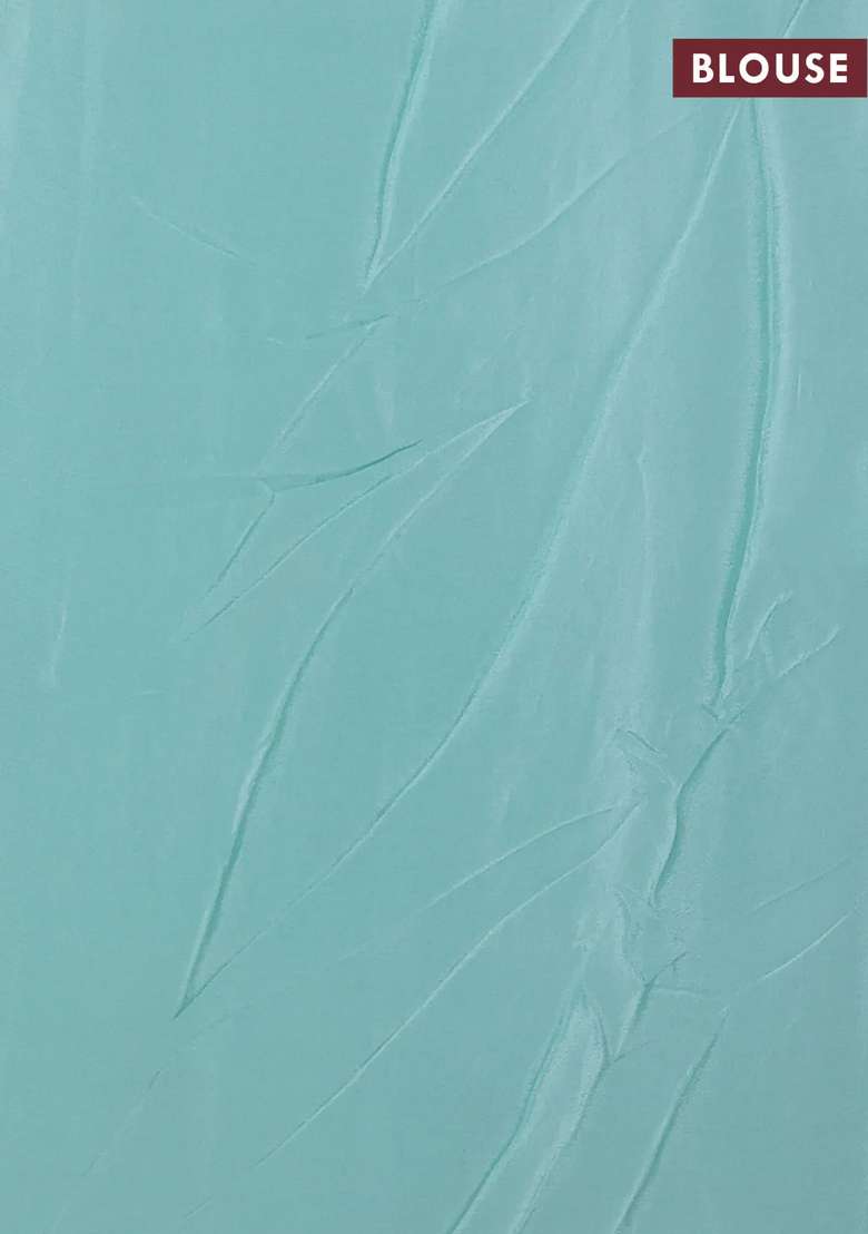 Chiffon Saree Teal Shade With Allover Floral Embroidery Work And Zari Woven Border With Embroidered Design For Women - Indya