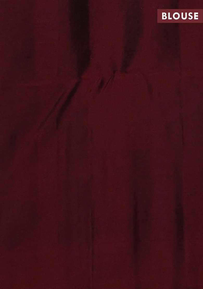 Kanchipuram Soft Silk Saree Coffee Brown And Deep Maroon With Allover Silver Zari Weaves Buttas And Zari With Buttas And Brocade Design For Women - Indya