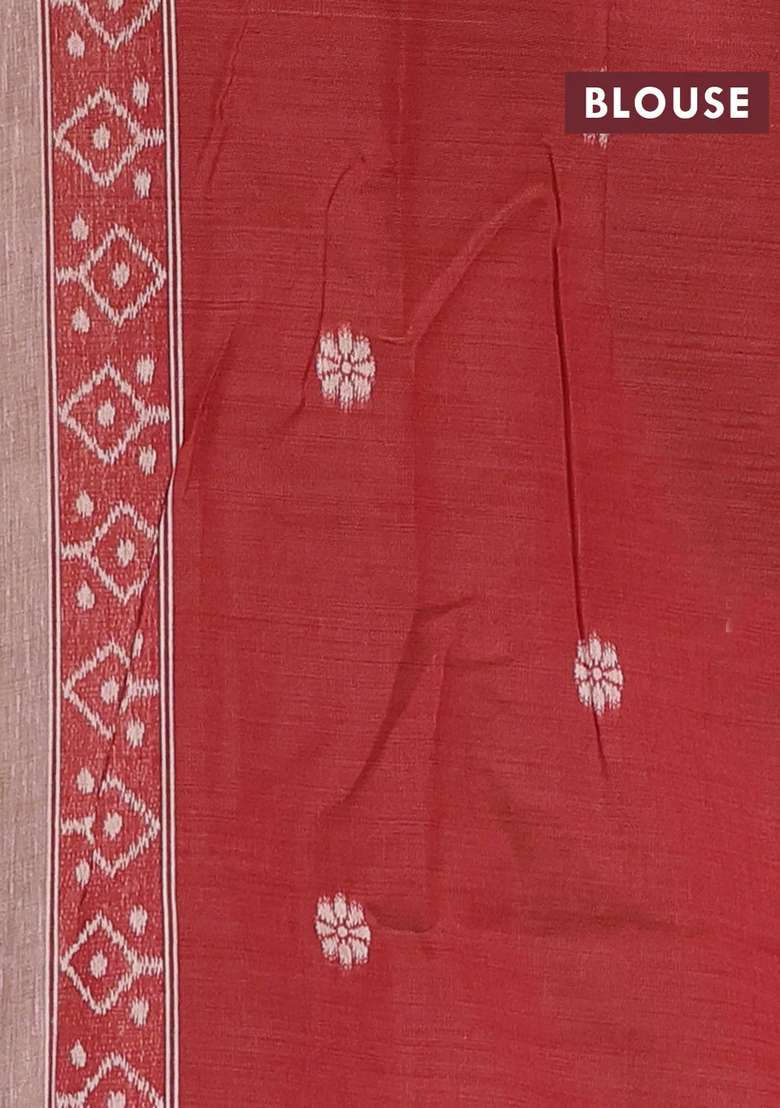 Jamdhani Cotton Saree Pastel Pink And Maroon With Allover Thread Weaves And Jamdhani Pallu With Traditional Woven Design For Women - Indya