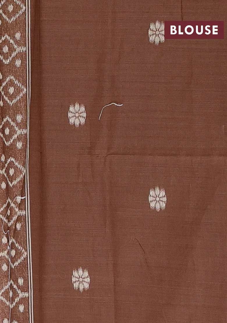 Jamdhani Cotton Saree Sandal And Brown With Allover Thread Weaves And Jamdhani Pallu With Traditional Woven Design For Women - Indya